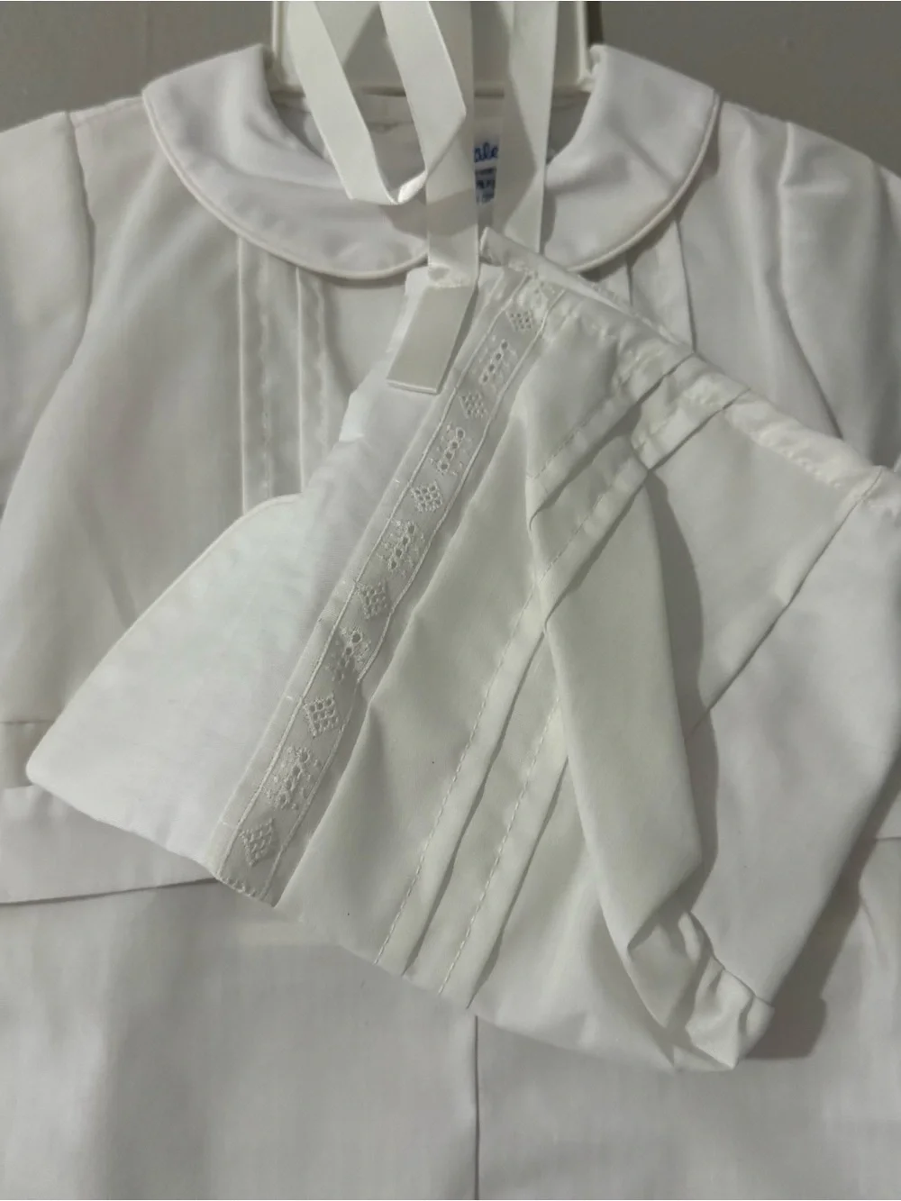 Vintage White Alexis Christening Baptism Romper Suit & Hat Size 3 Mos 10-13 lbs